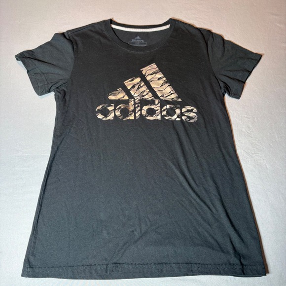 adidas Tops - Adidas Go-To Performance Tee Womens Small Black Iridescent Graphic Logo T-Shirt